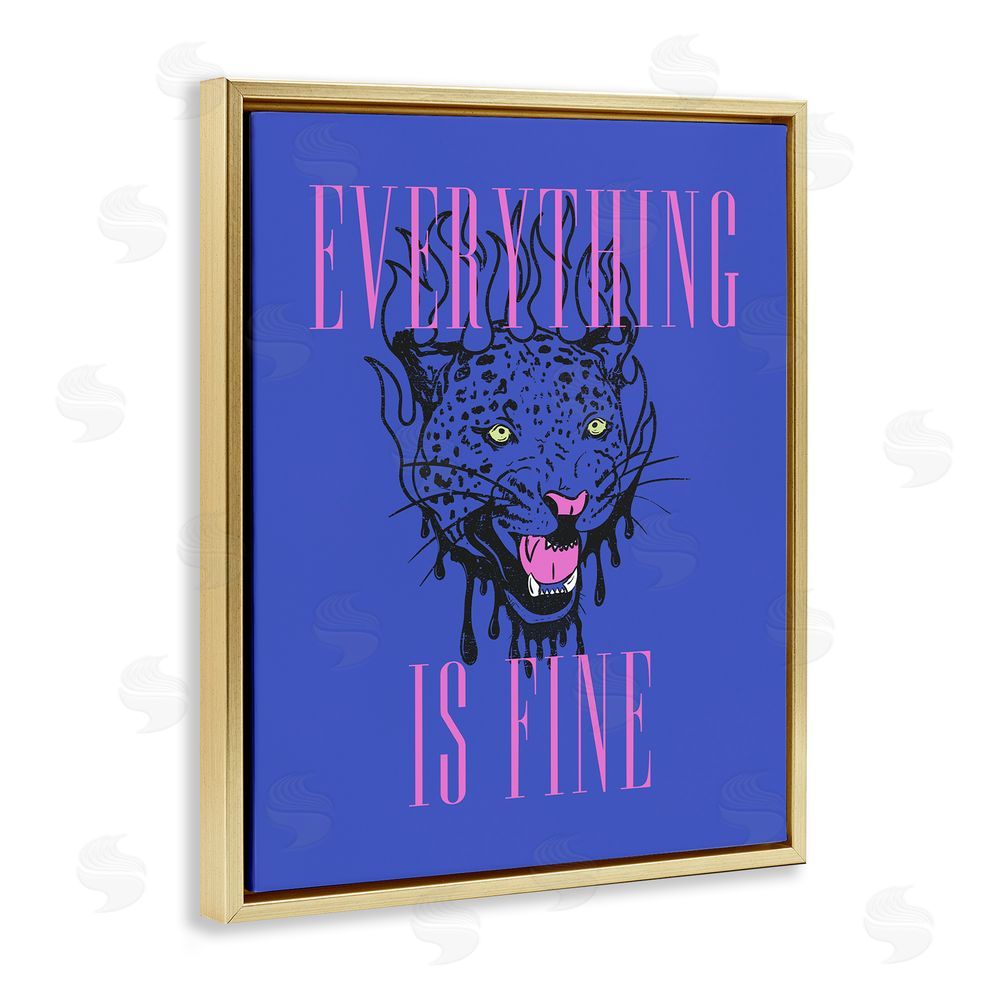 House of Lulu Everything is Fine Leopard Gold Floating Frame Canvas Wall Art Print