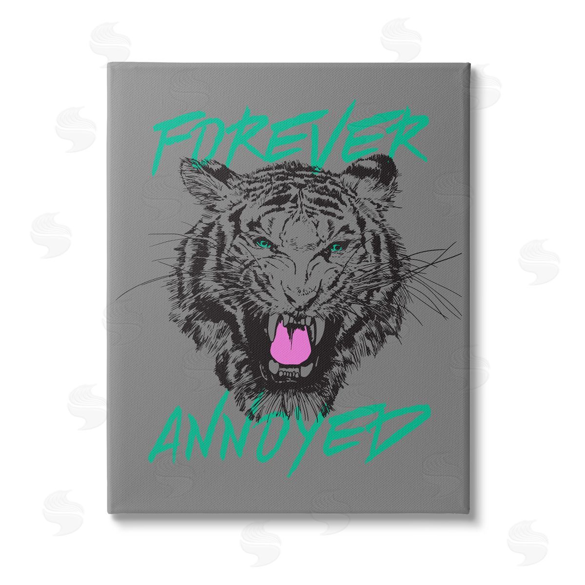 House of Lulu Forever Annoyed Tiger Stretched Canvas Wall Art Print