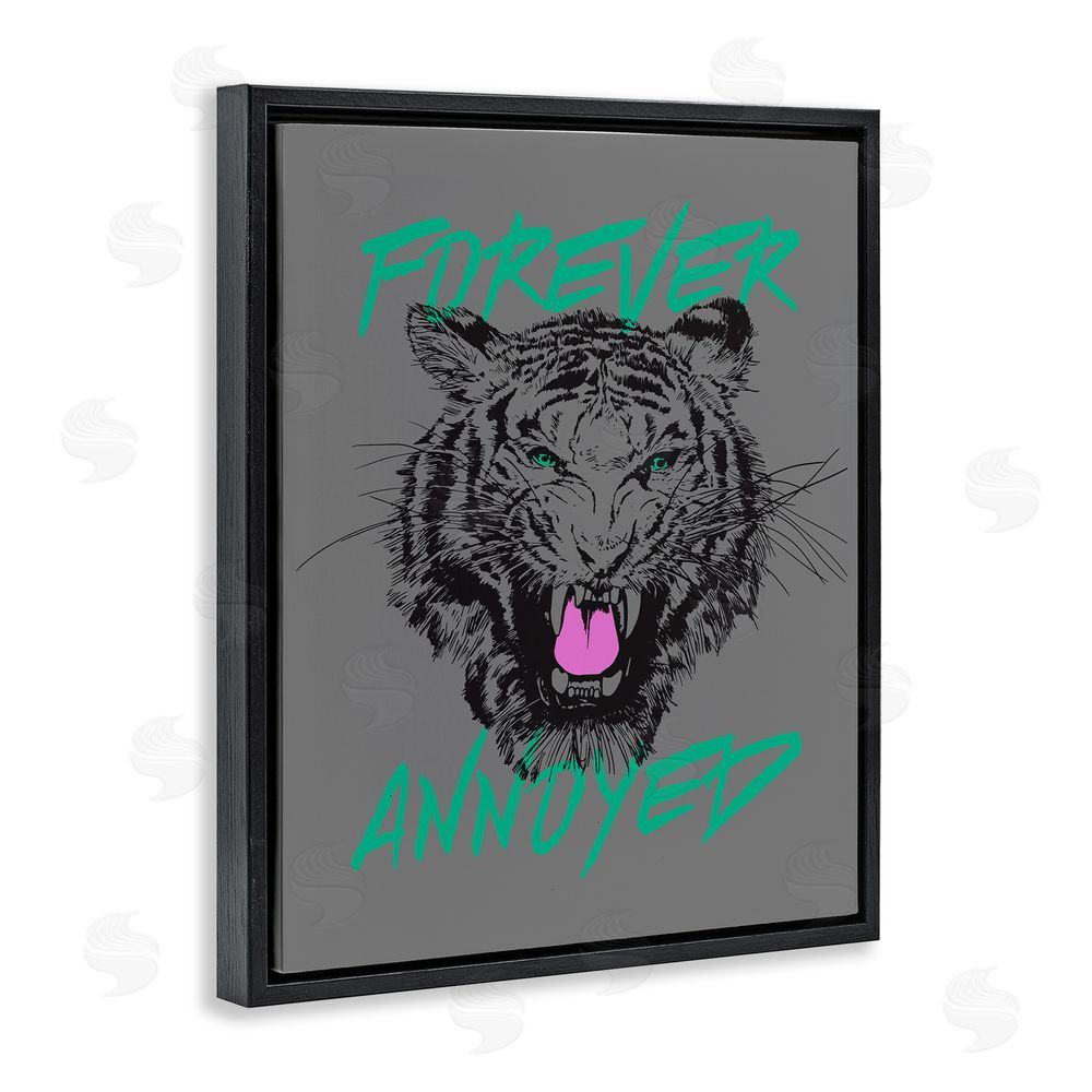 House of Lulu Forever Annoyed Tiger Black Floating Frame Canvas Wall Art Print