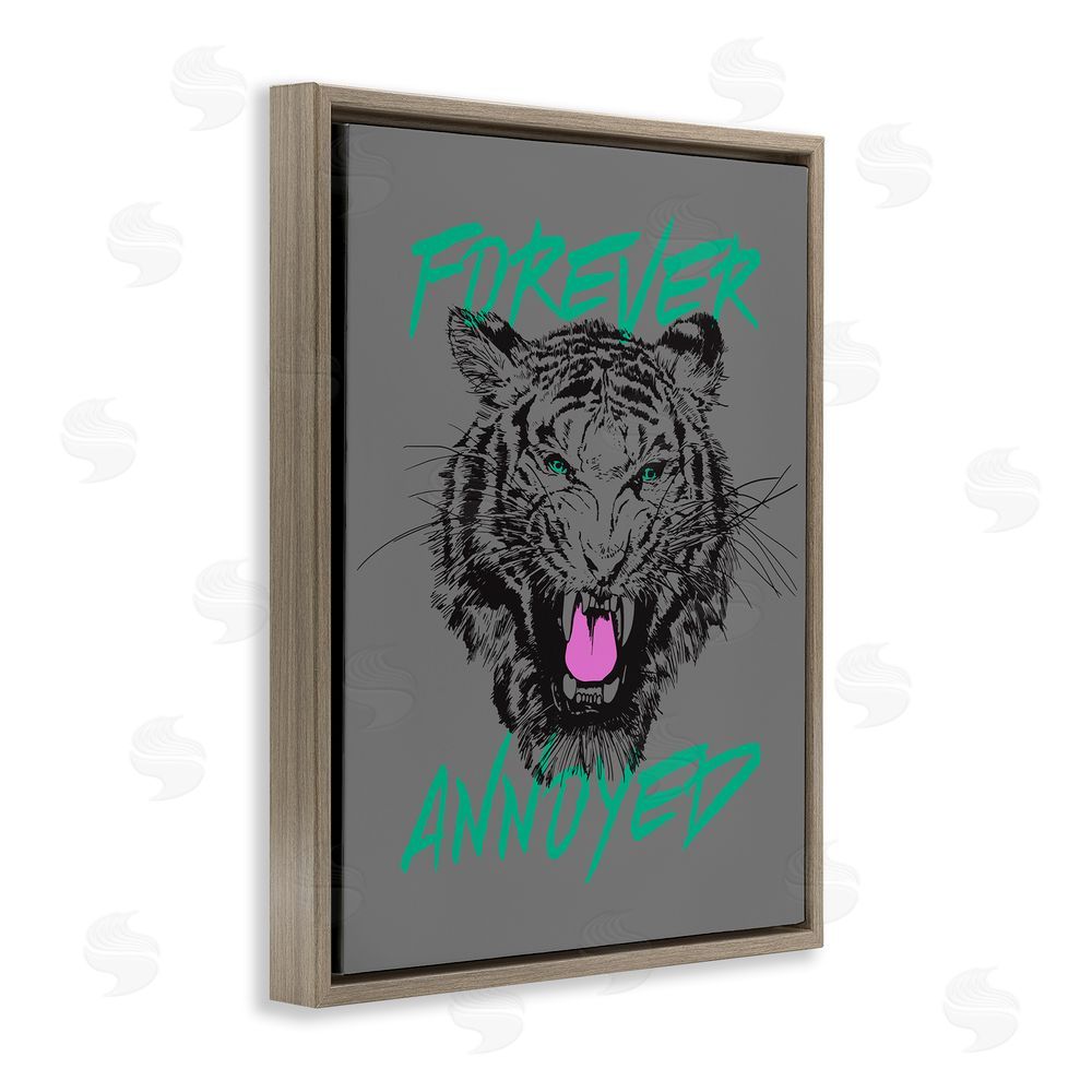 House of Lulu Forever Annoyed Tiger Brown Floating Frame Canvas Wall Art Print