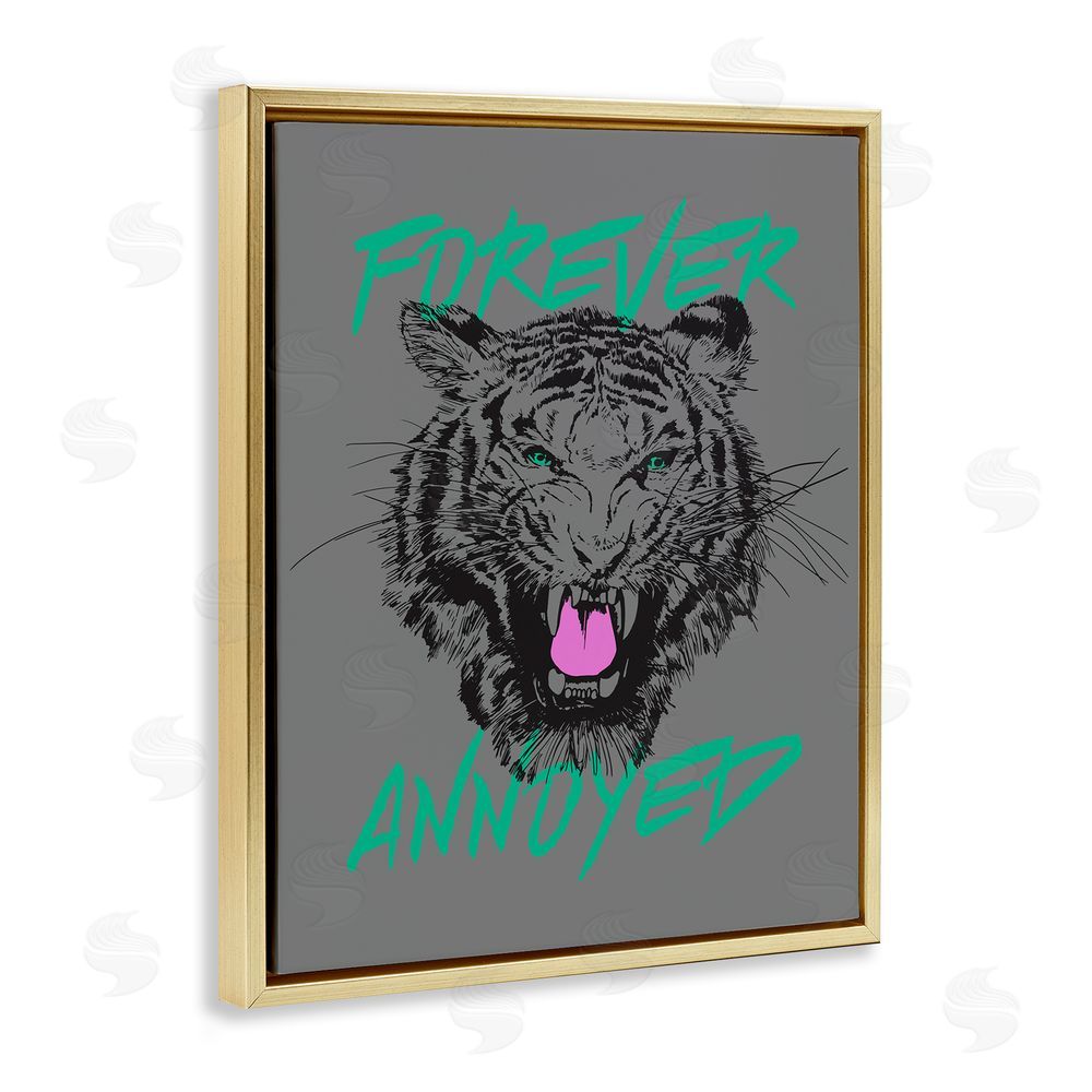 House of Lulu Forever Annoyed Tiger Gold Floating Frame Canvas Wall Art Print