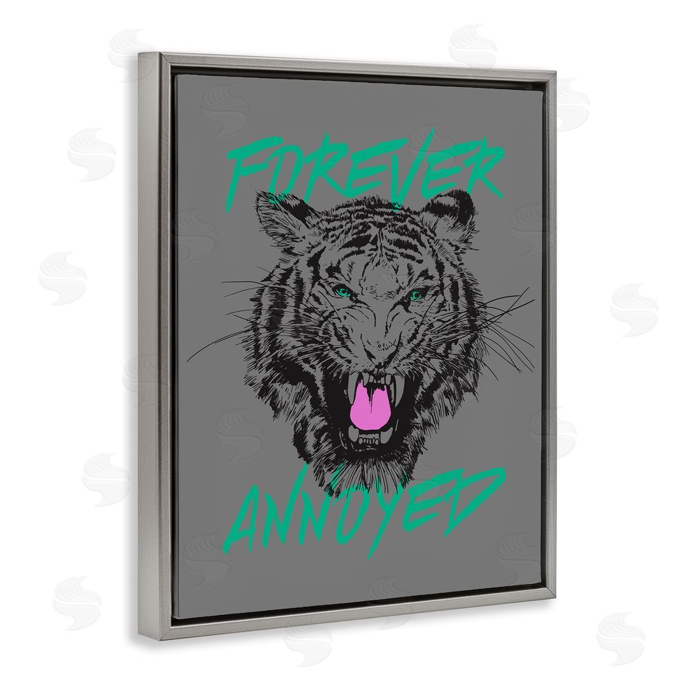 House of Lulu Forever Annoyed Tiger Grey Floating Frame Canvas Wall Art Print