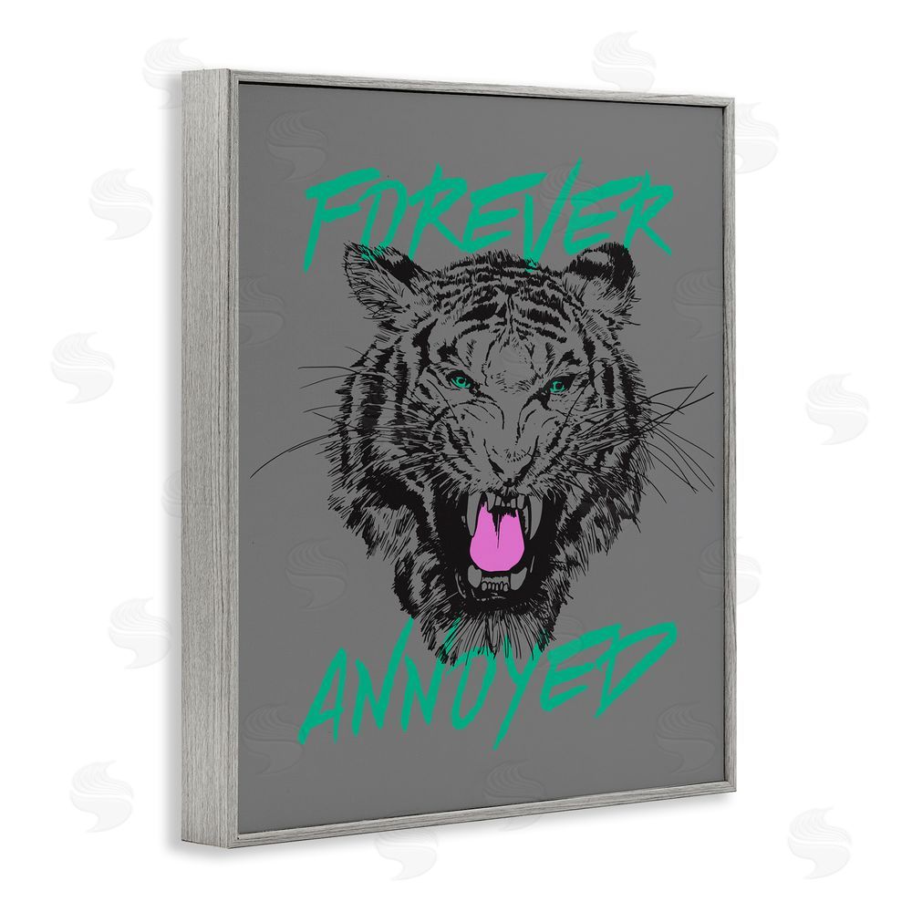 House of Lulu Forever Annoyed Tiger Gray Framed Giclee Wall Art Print
