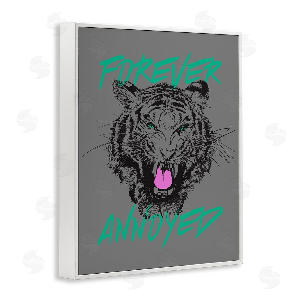 House of Lulu Forever Annoyed Tiger White Framed Giclee Wall Art Print