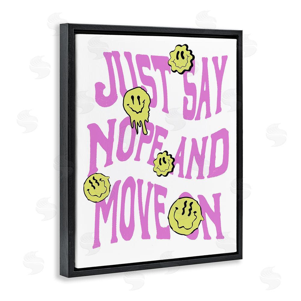 House of Lulu Just Say Nope Phrase Black Floating Frame Canvas Wall Art Print