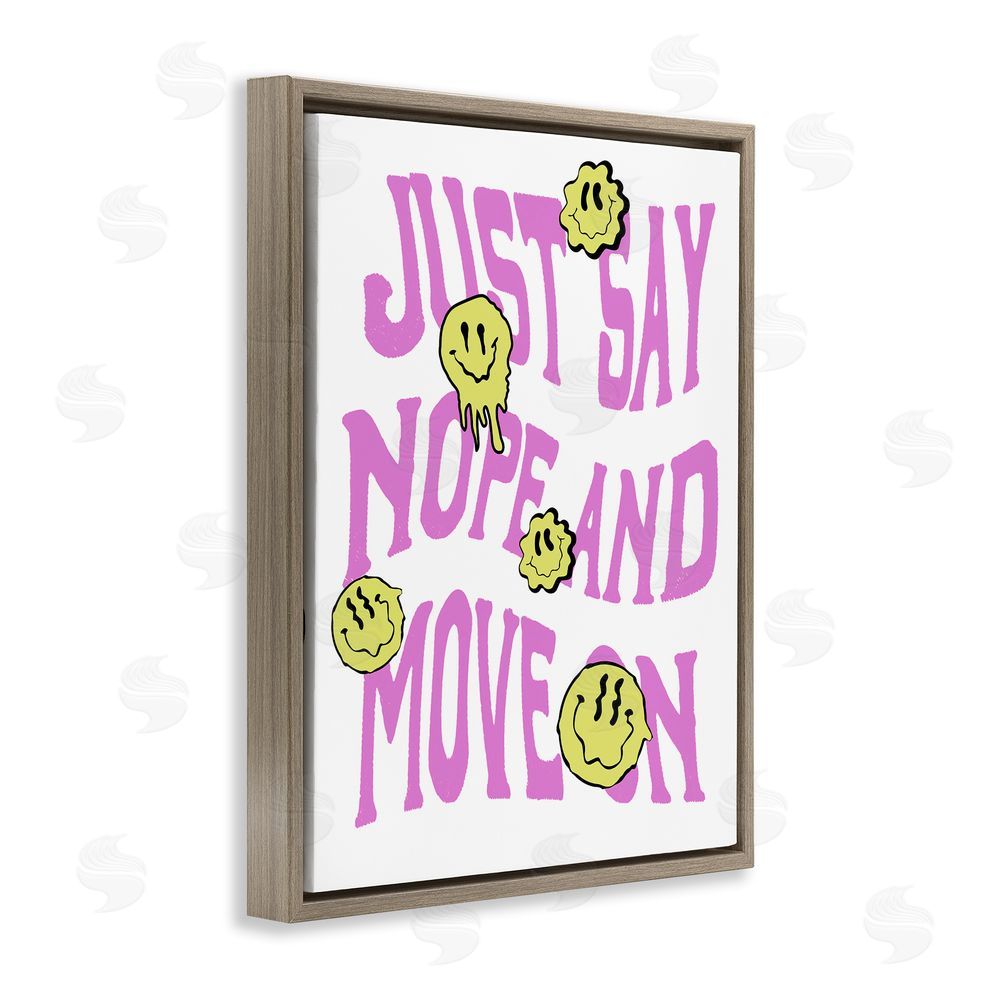 House of Lulu Just Say Nope Phrase Brown Floating Frame Canvas Wall Art Print