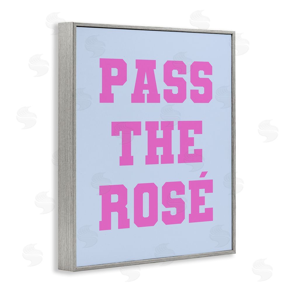 House of Lulu Pass the Rose Phrase Gray Framed Giclee Wall Art Print