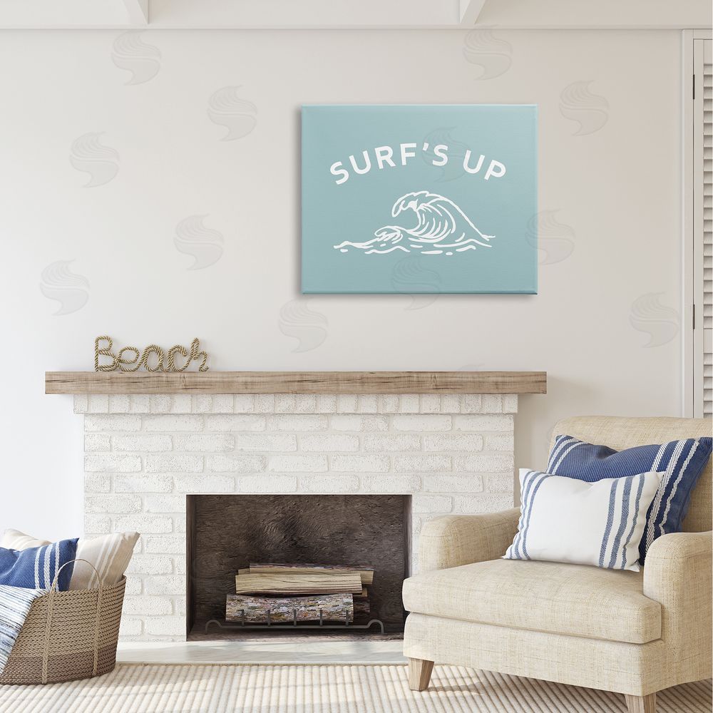 Stupell Studio Surf's Up Sea Wave Canvas Wall Art Print in Room