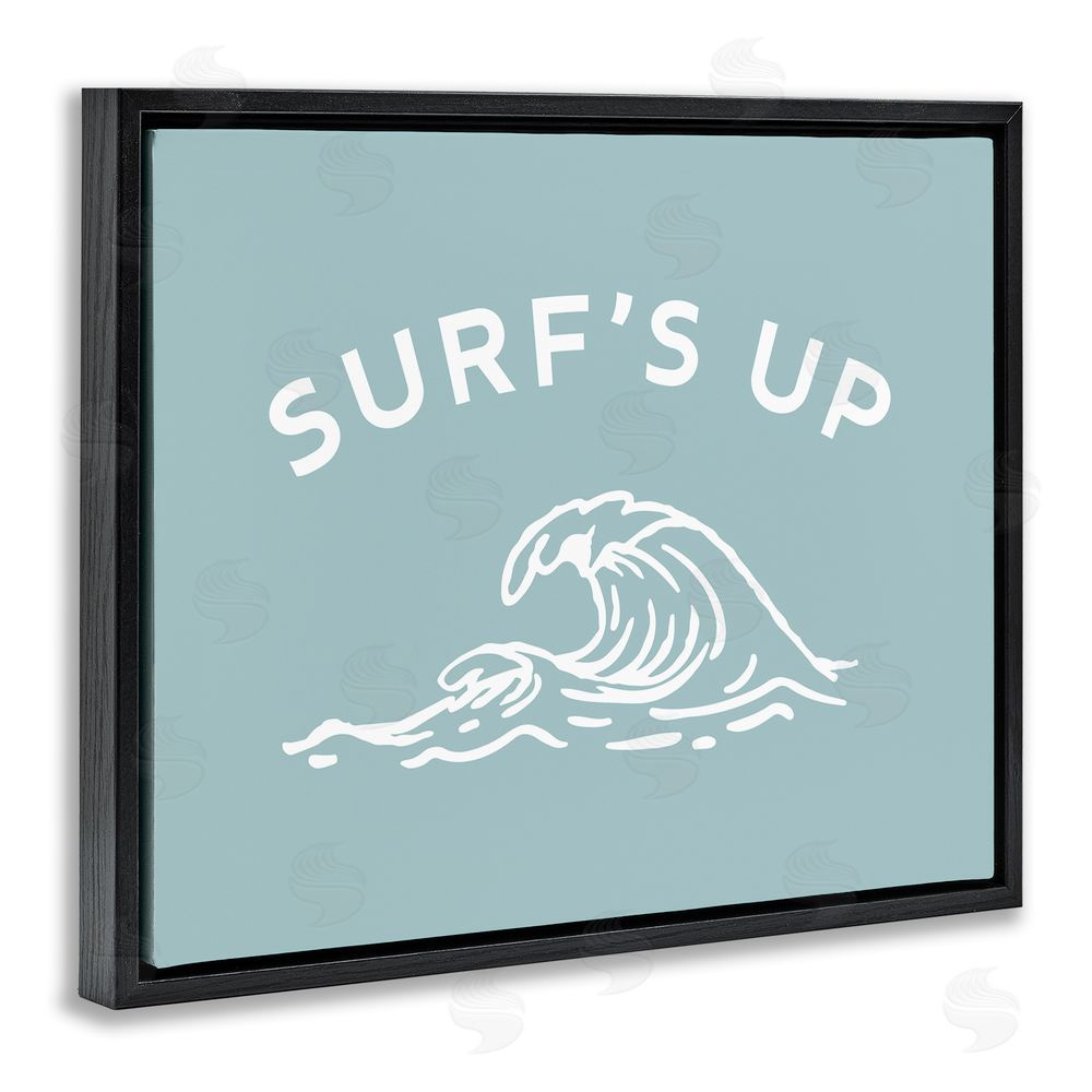 Stupell Studio Surf's Up Sea Wave Black Floating Frame Canvas Wall Art Print