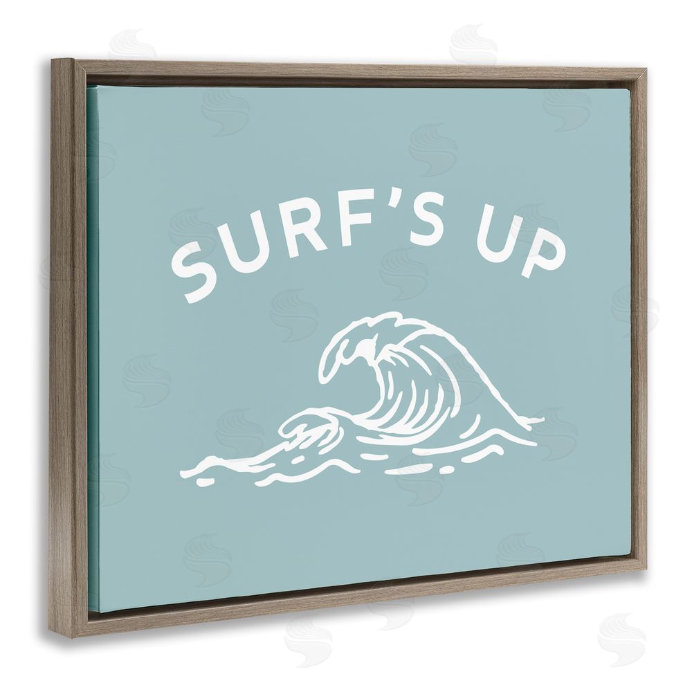 Stupell Studio Surf's Up Sea Wave Brown Floating Frame Canvas Wall Art Print