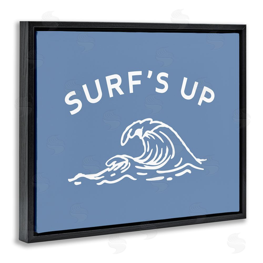 Stupell Studio Surf's Up on Blue Black Floating Frame Canvas Wall Art Print