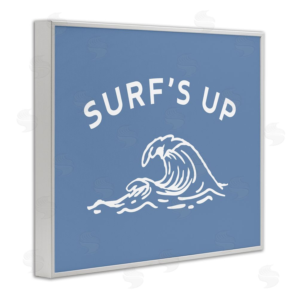Stupell Studio Surf's Up on Blue White Framed Giclee Wall Art Print