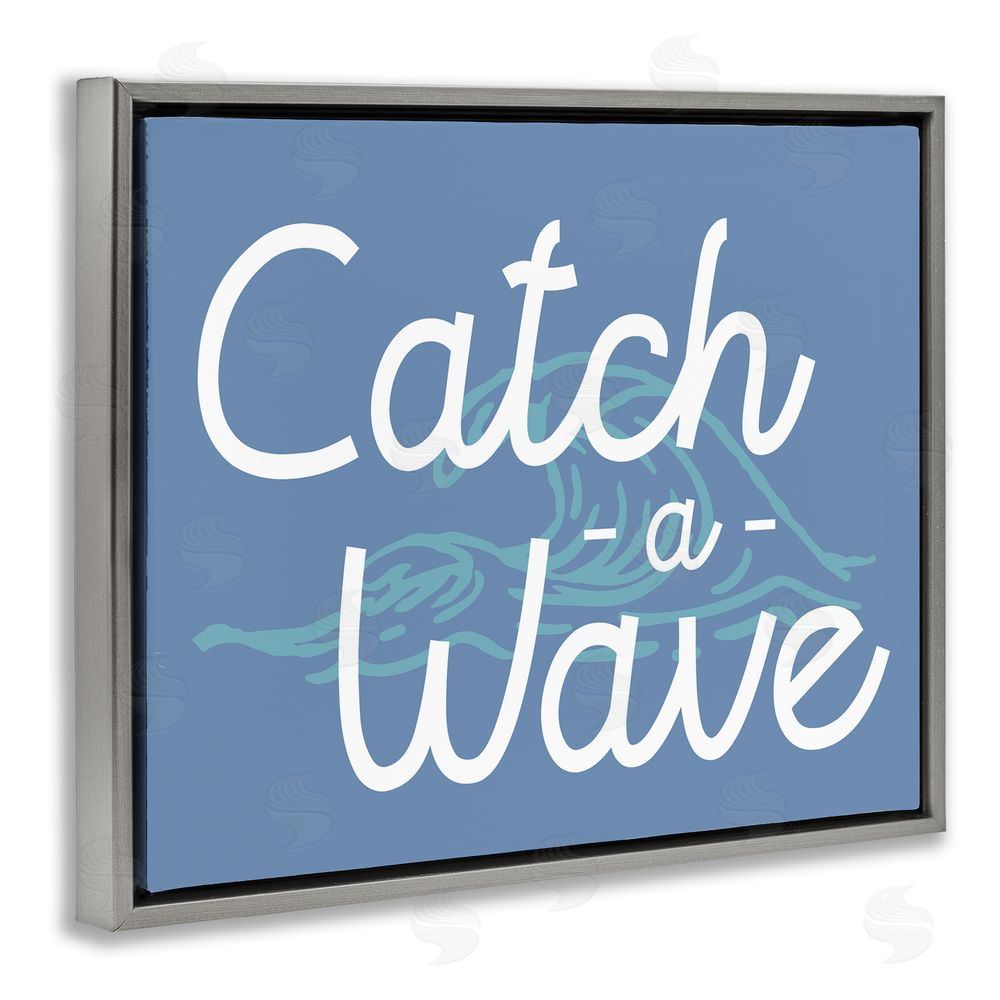 Stupell Studio Catch a Wave on Blue Grey Floating Frame Canvas Wall Art Print