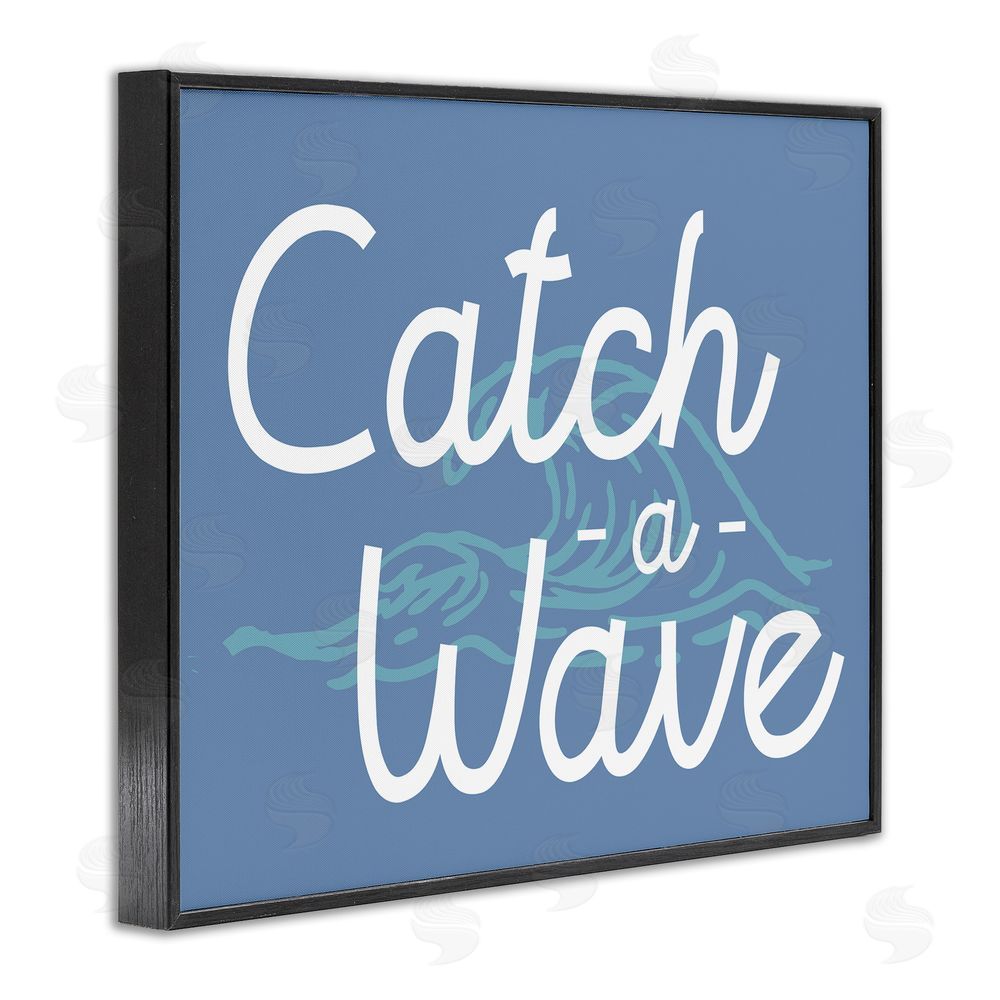 Stupell Studio Catch a Wave on Blue Black Framed Giclee Wall Art Print