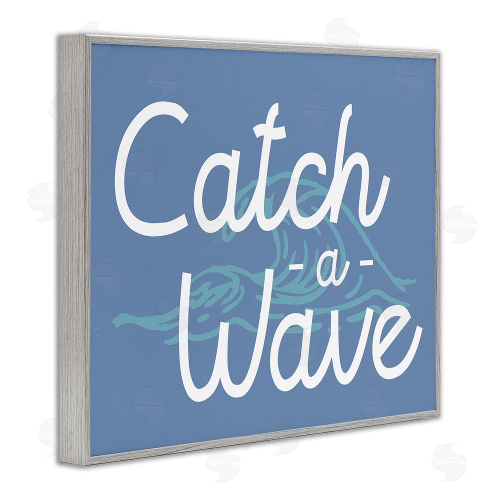 Stupell Studio Catch a Wave on Blue Gray Framed Giclee Wall Art Print