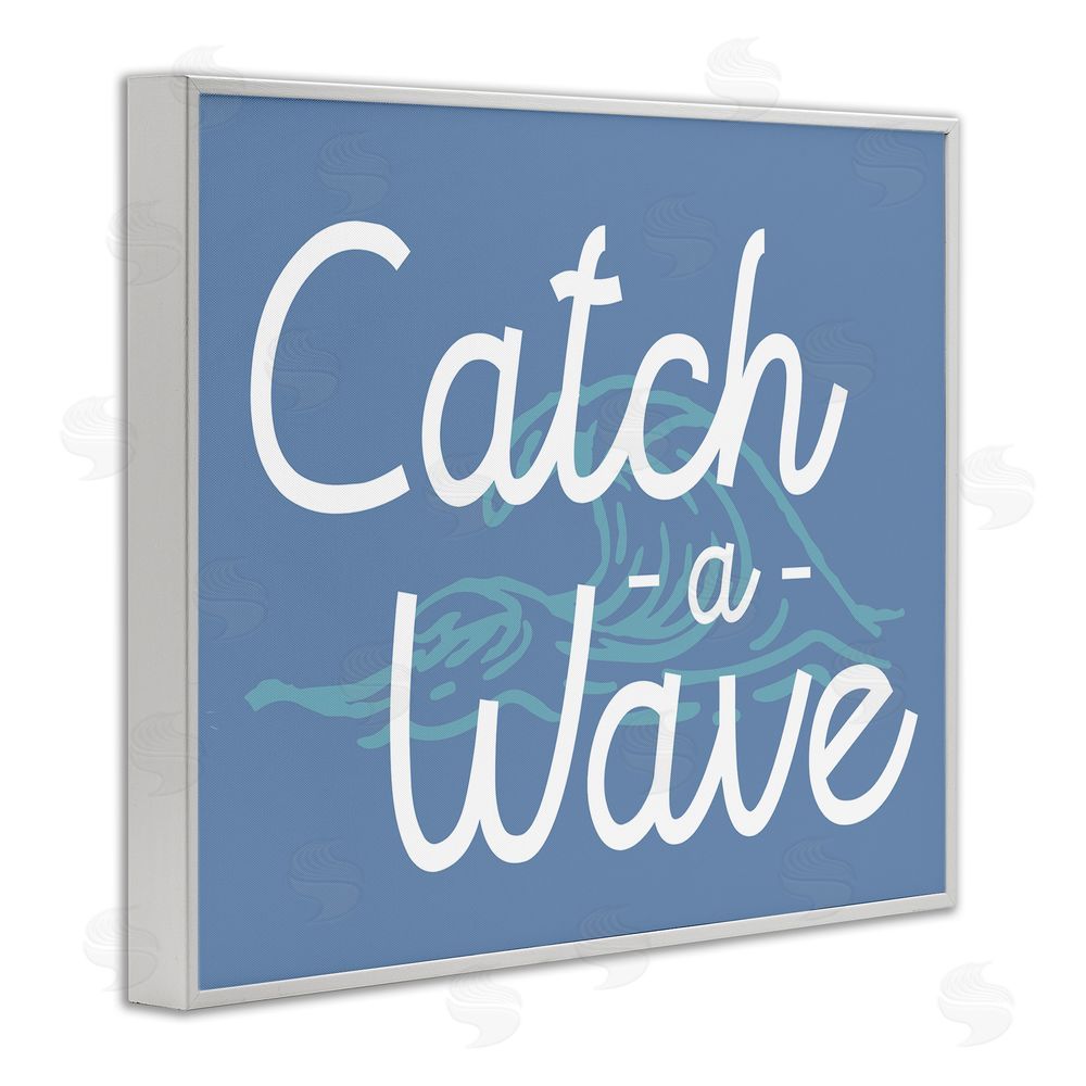 Stupell Studio Catch a Wave on Blue White Framed Giclee Wall Art Print