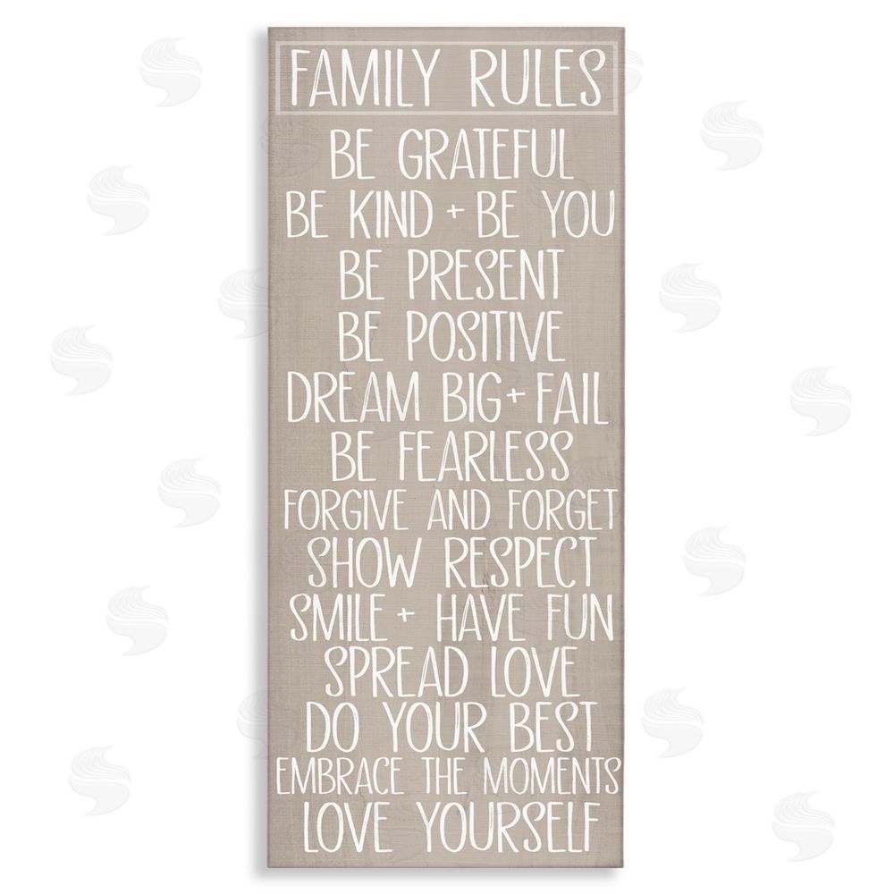 SunDance Group LLC Family Rules Uplifting List Stretched Canvas Wall Art Print