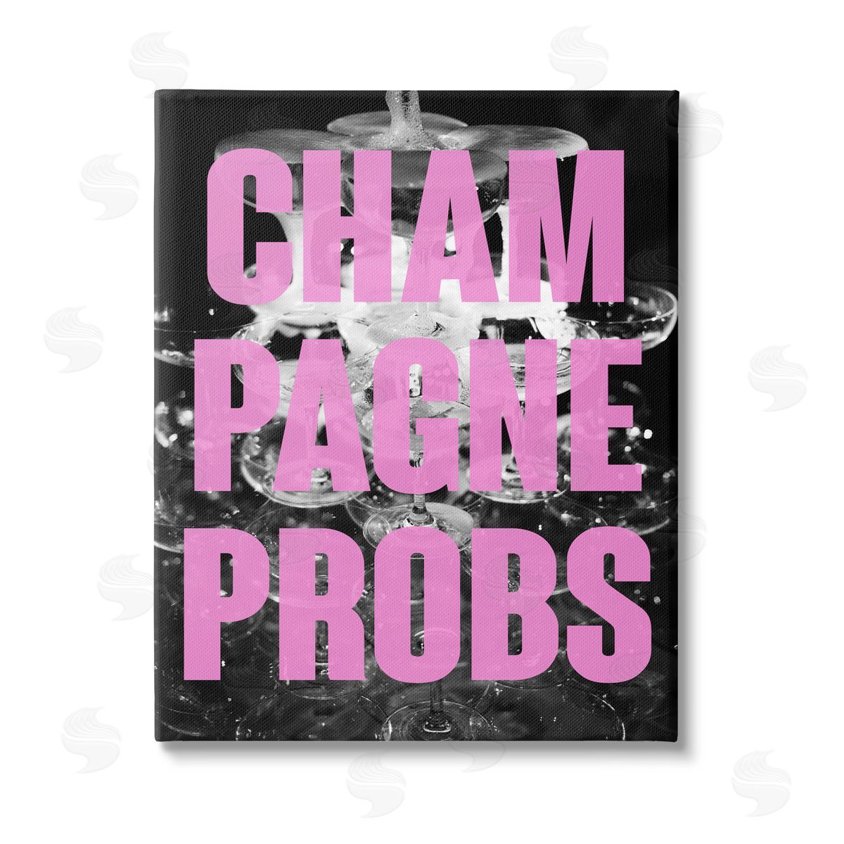 House of Lulu Champagne Probs Phrase Stretched Canvas Wall Art Print