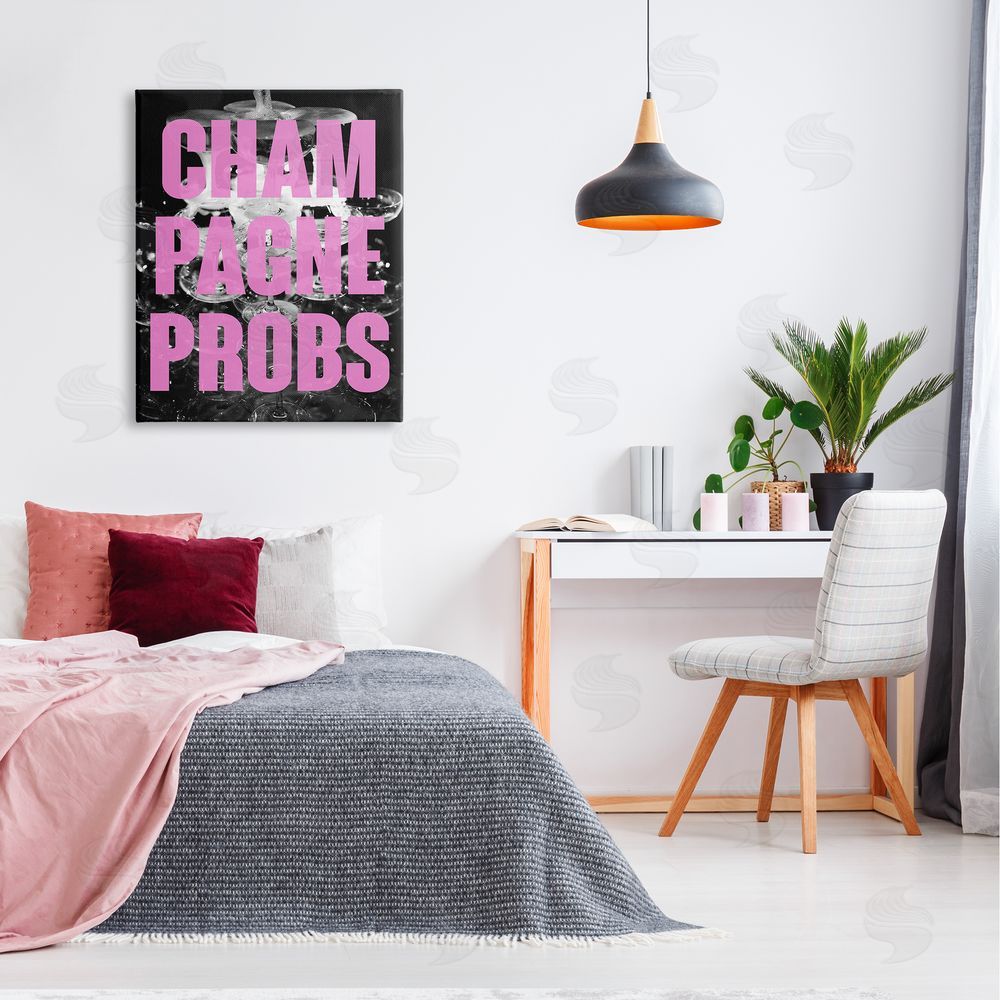 House of Lulu Champagne Probs Phrase Canvas Wall Art Print in Room