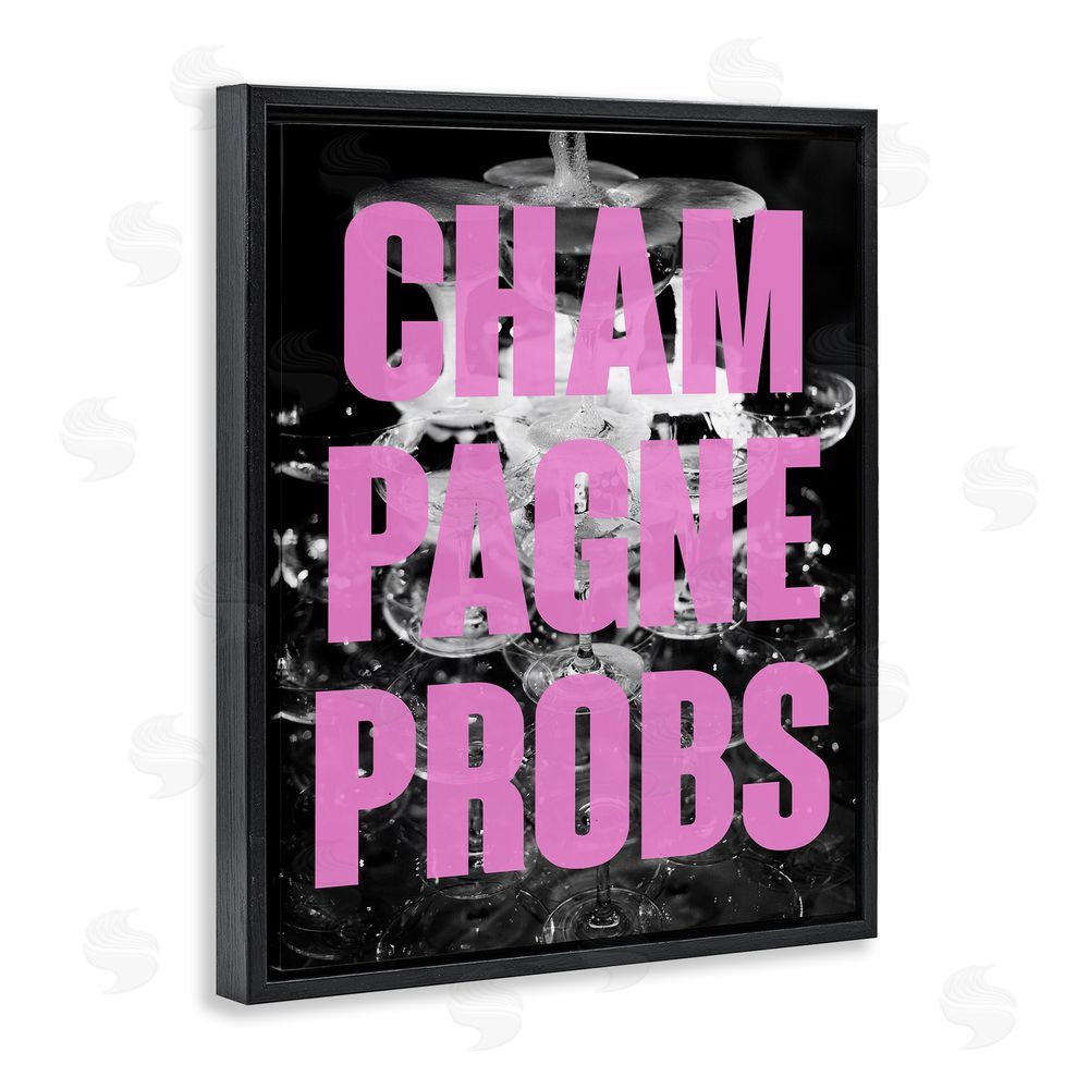 House of Lulu Champagne Probs Phrase Black Floating Frame Canvas Wall Art Print