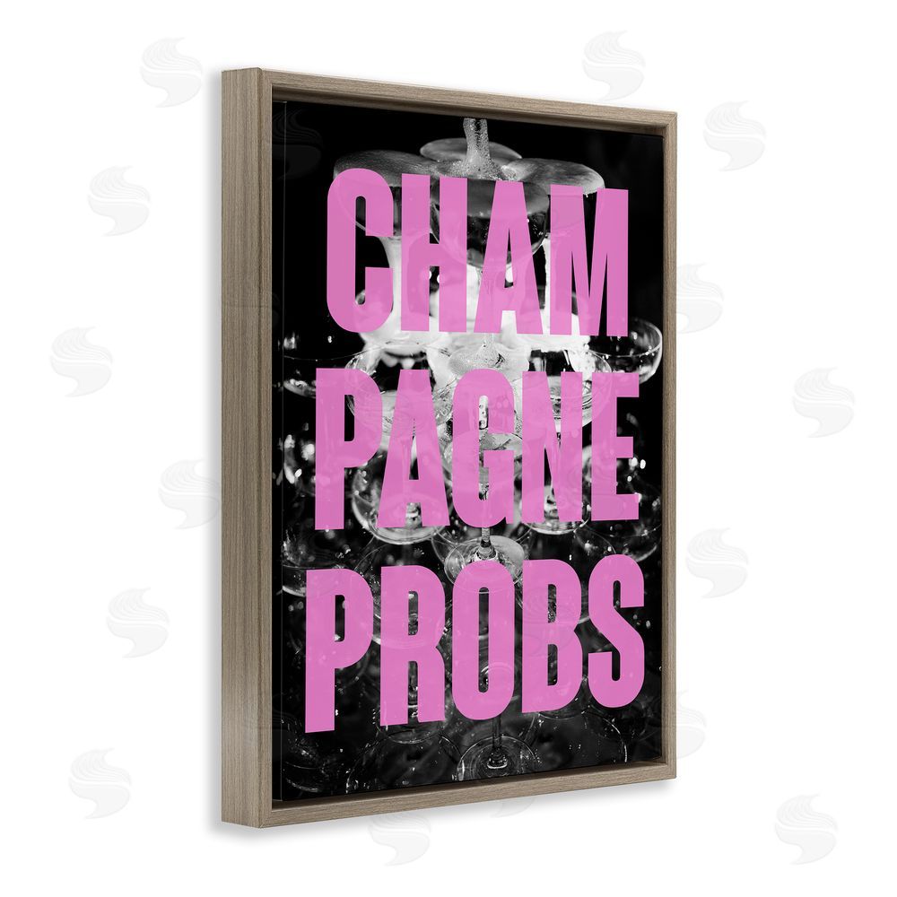 House of Lulu Champagne Probs Phrase Brown Floating Frame Canvas Wall Art Print