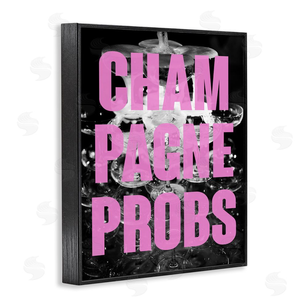 House of Lulu Champagne Probs Phrase Black Framed Giclee Wall Art Print