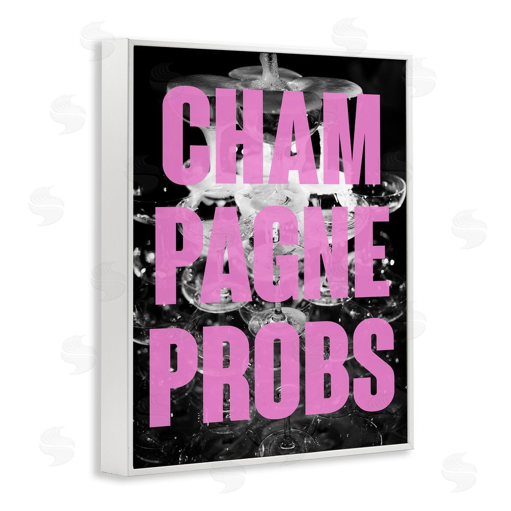 House of Lulu Champagne Probs Phrase White Framed Giclee Wall Art Print