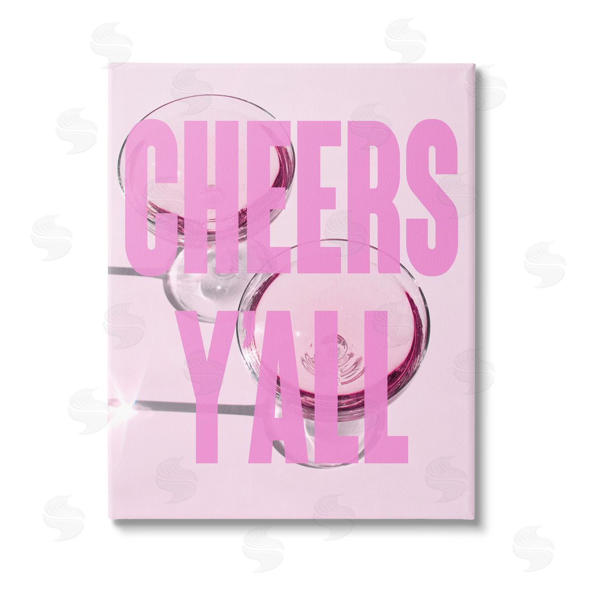 House of Lulu Pink Cheers Y'all Phrase Stretched Canvas Wall Art Print