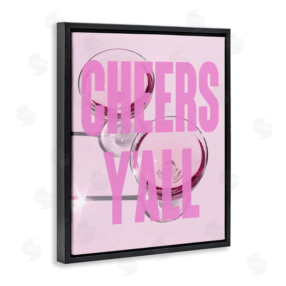 House of Lulu Pink Cheers Y'all Phrase Black Floating Frame Canvas Wall Art Print