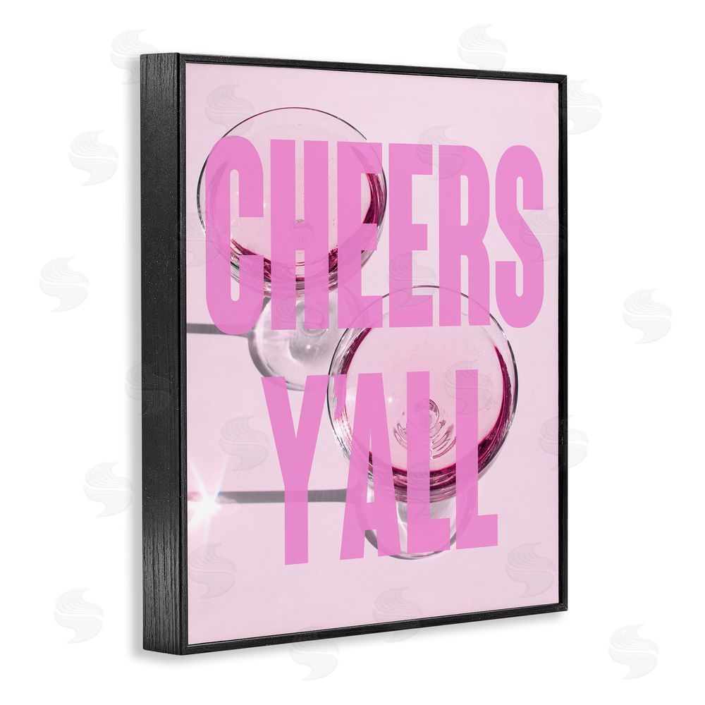 House of Lulu Pink Cheers Y'all Phrase Black Framed Giclee Wall Art Print