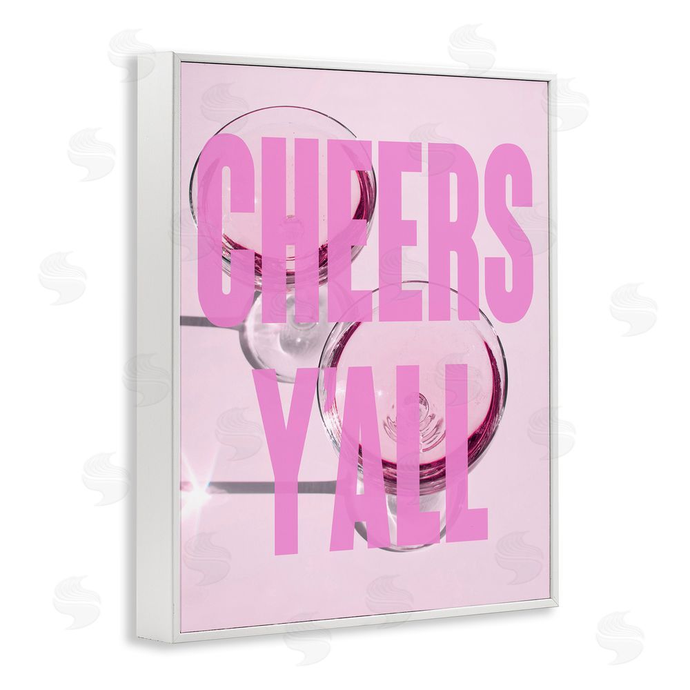 House of Lulu Pink Cheers Y'all Phrase White Framed Giclee Wall Art Print
