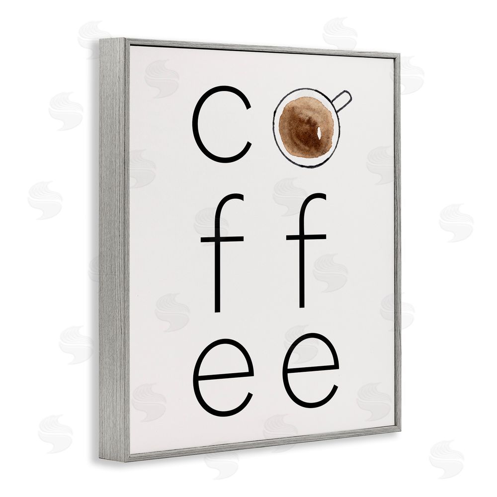 Corinne Rose Designs Coffee Text & Mug Gray Framed Giclee Wall Art Print