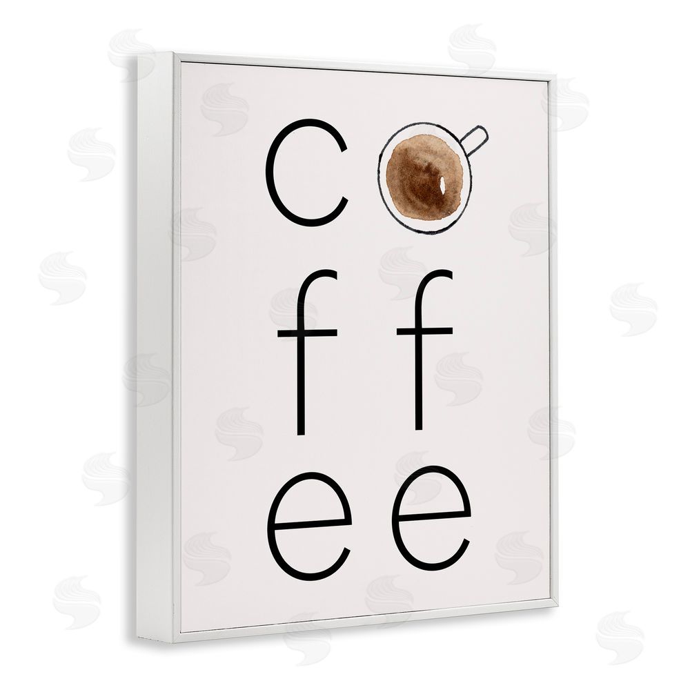 Corinne Rose Designs Coffee Text & Mug White Framed Giclee Wall Art Print