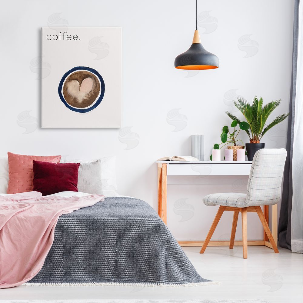 Corinne Rose Designs Coffee with Heart Shape Canvas Wall Art Print in Room