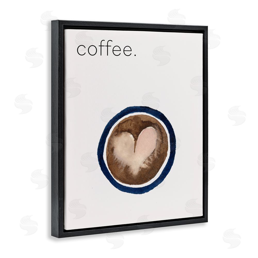 Corinne Rose Designs Coffee with Heart Shape Black Floating Frame Canvas Wall Art Print