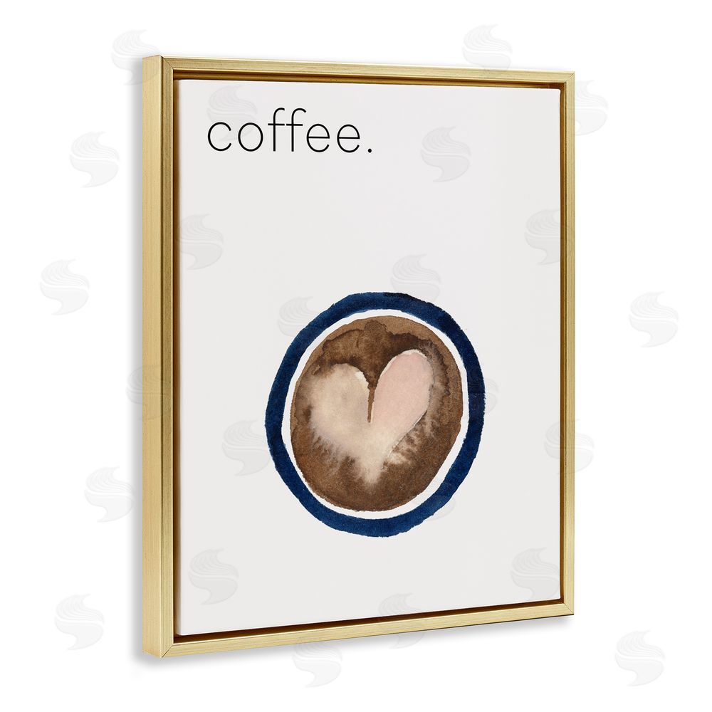 Corinne Rose Designs Coffee with Heart Shape Gold Floating Frame Canvas Wall Art Print