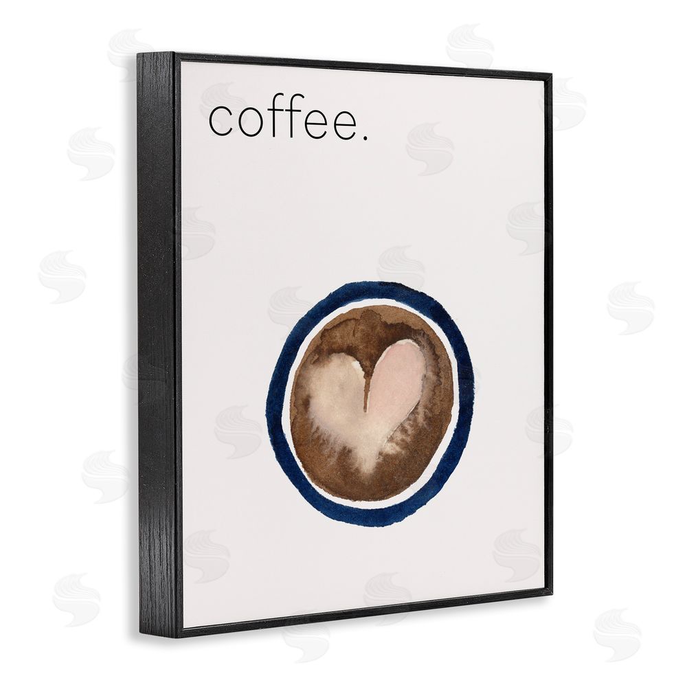 Corinne Rose Designs Coffee with Heart Shape Black Framed Giclee Wall Art Print