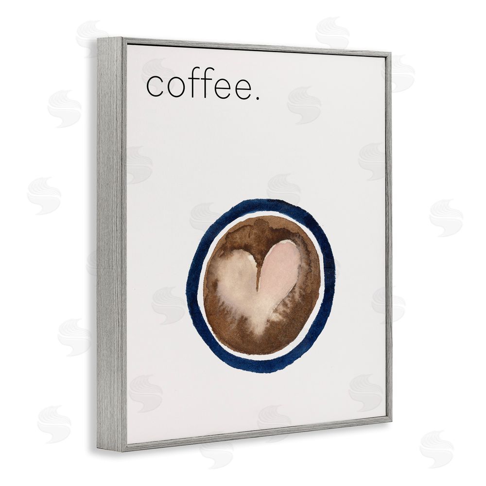 Corinne Rose Designs Coffee with Heart Shape Gray Framed Giclee Wall Art Print