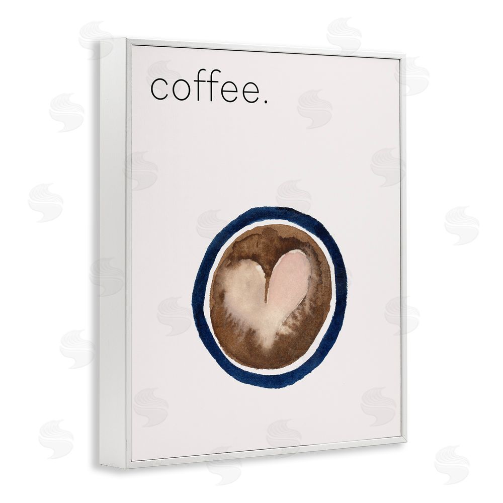 Corinne Rose Designs Coffee with Heart Shape White Framed Giclee Wall Art Print