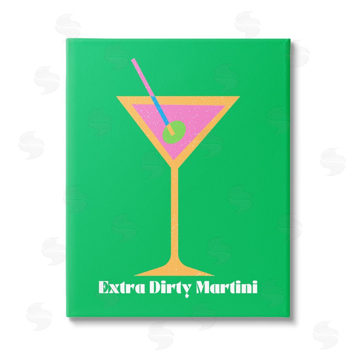 House of Lulu Extra Dirty Martini on Green Stretched Canvas Wall Art Print