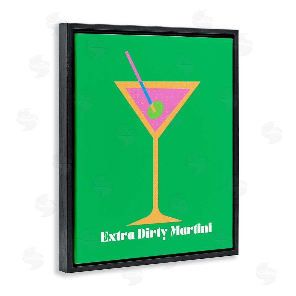 House of Lulu Extra Dirty Martini on Green Black Floating Frame Canvas Wall Art Print