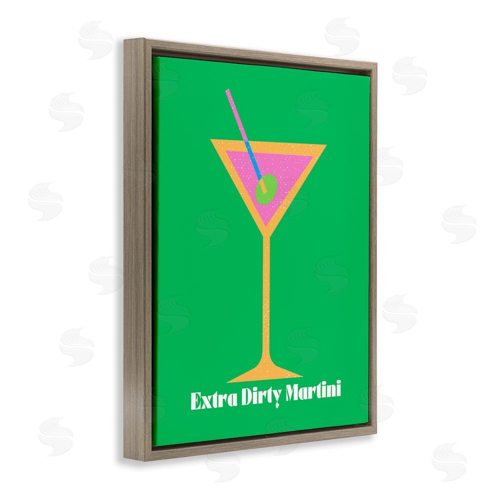 House of Lulu Extra Dirty Martini on Green Brown Floating Frame Canvas Wall Art Print
