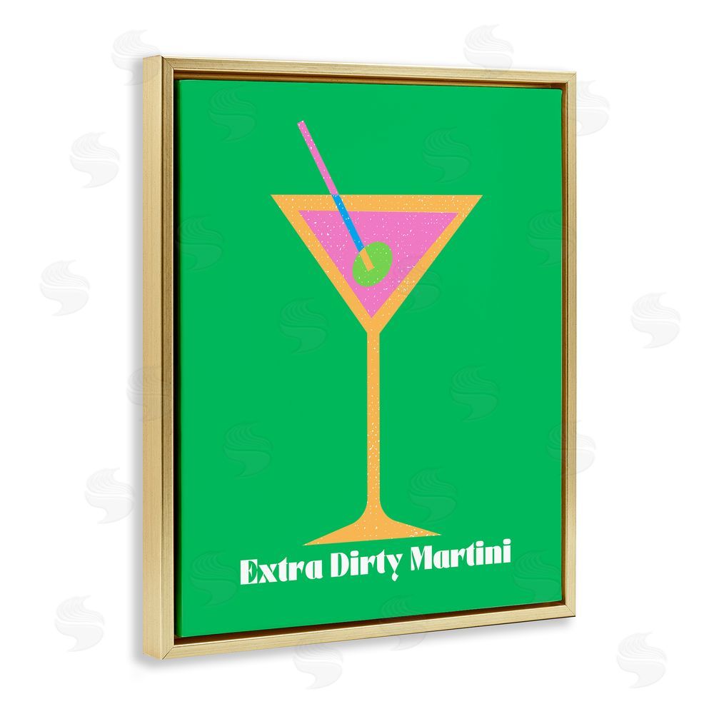 House of Lulu Extra Dirty Martini on Green Gold Floating Frame Canvas Wall Art Print