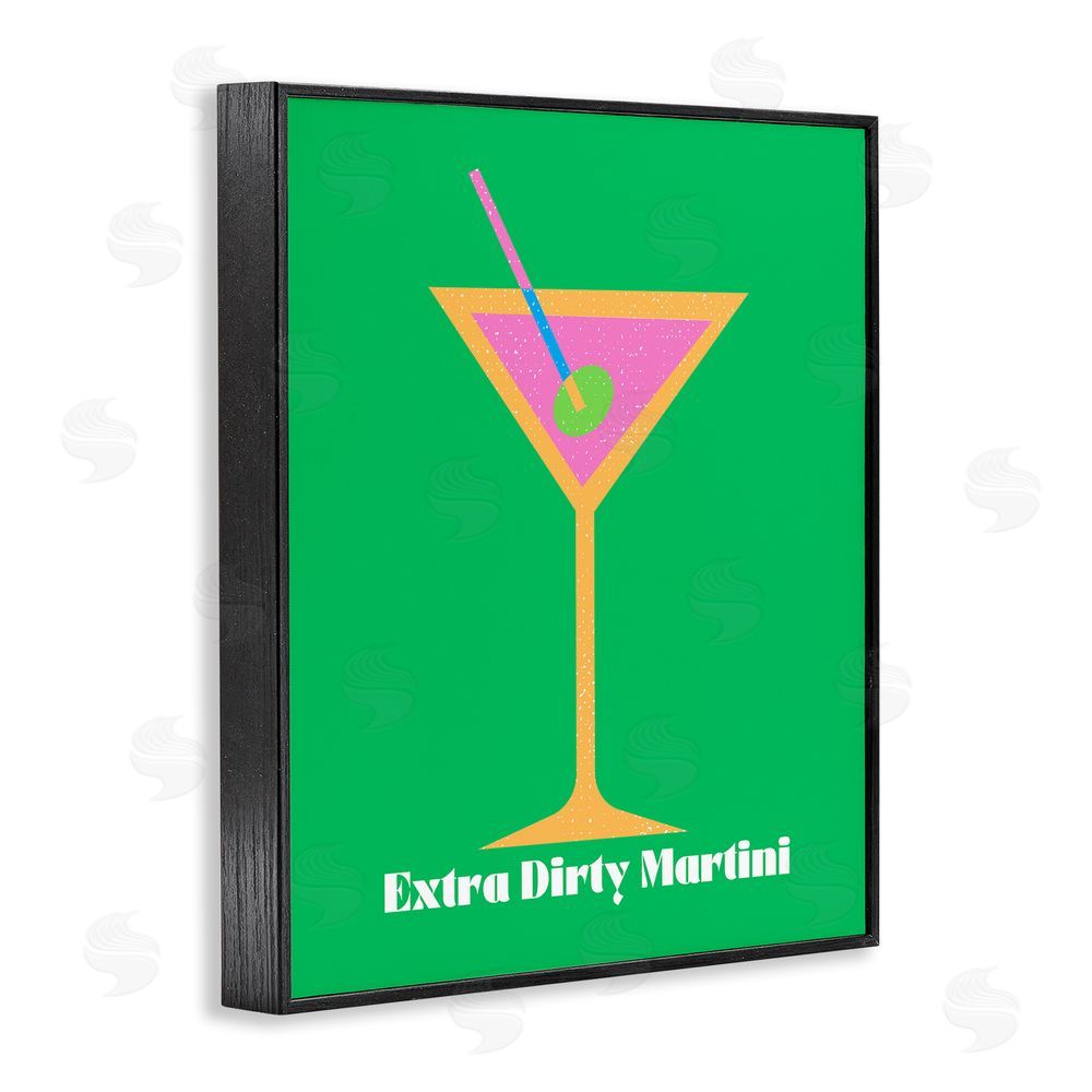 House of Lulu Extra Dirty Martini on Green Black Framed Giclee Wall Art Print