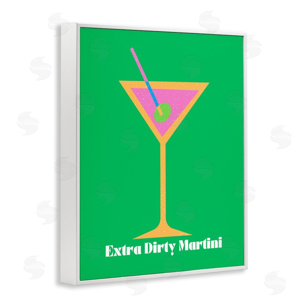 House of Lulu Extra Dirty Martini on Green White Framed Giclee Wall Art Print