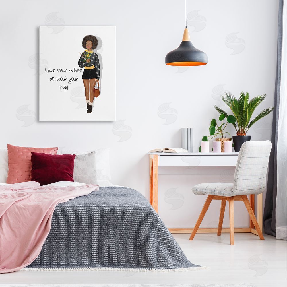 Saba Rauf Speak Your Truth Phrase Canvas Wall Art Print in Room