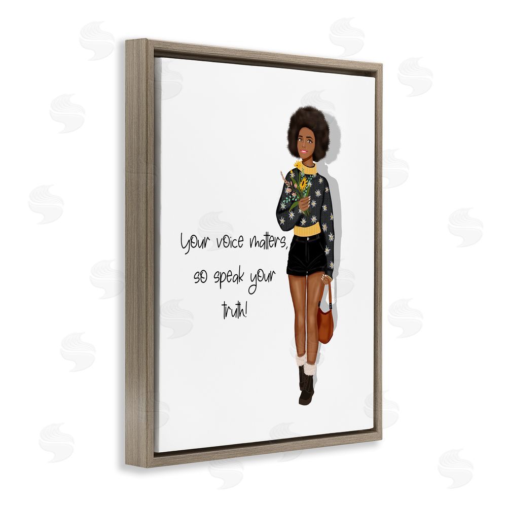 Saba Rauf Speak Your Truth Phrase Brown Floating Frame Canvas Wall Art Print