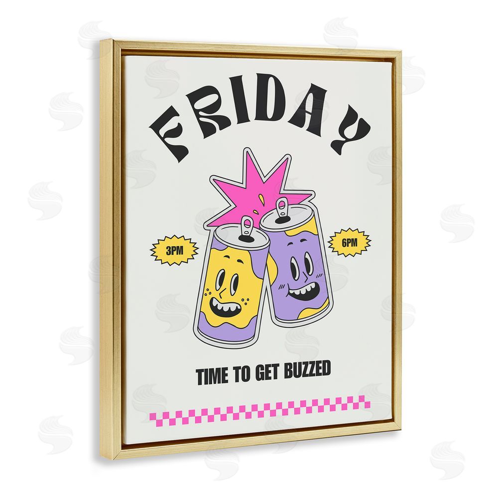 House of Lulu Friday Vintage Beer Phrase Gold Floating Frame Canvas Wall Art Print
