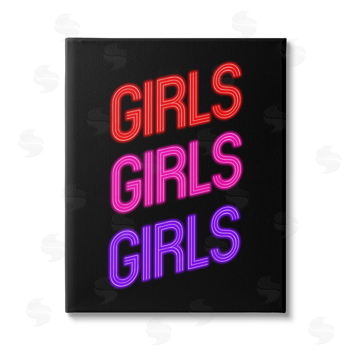 House of Lulu Vivid Neon Girls Sign Stretched Canvas Wall Art Print