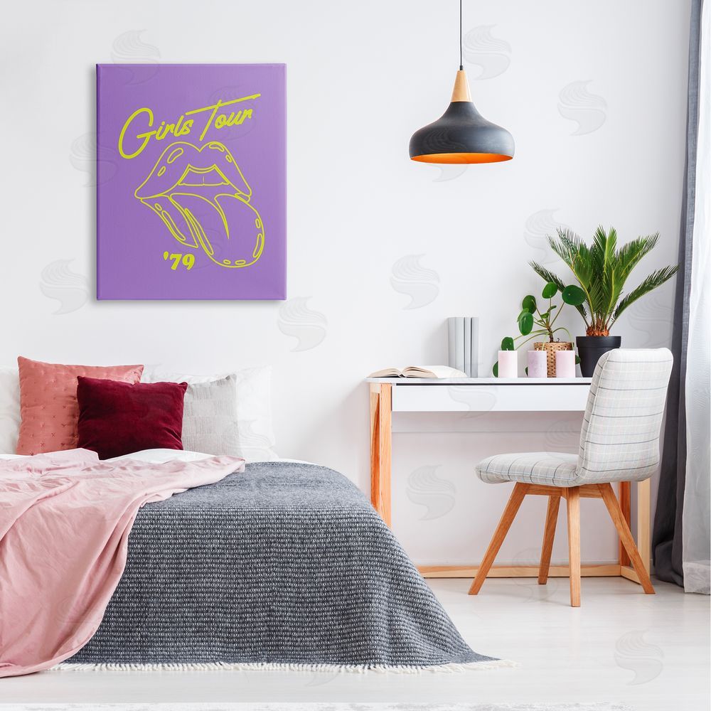 House of Lulu Vintage Music Girls Tour Canvas Wall Art Print in Room